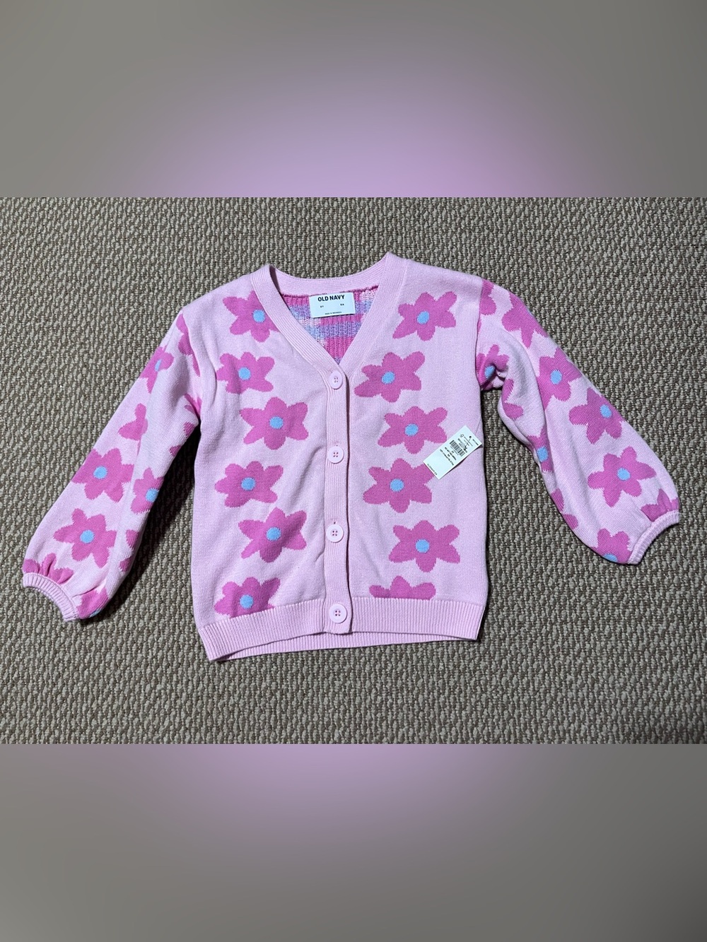 Girls 5T Old Navy Lavender Pink Floral Button Cardigan